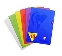 Clairefontaine Mimesys - Cuaderno grapado, A4, con rayas y margen, 96 páginas, varios colores, 10 unidades