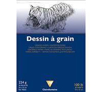Clairefontaine Papel de dibujo blanco granulado pegado, 224 g, 24 x 32 cm, 20 hojas