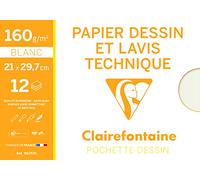 Clairefontaine - Papel para dibujo técnico, color blanco, A4, 160 g