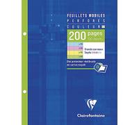 Clairefontaine Paquete con 200 páginas de recambio (100 hojas) de 17 x 22 cm, cuadrícula grande 50p, azul, rosa, verde, amarillo - Lote de 5 unidades