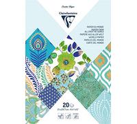 Clairefontaine Paquete de 20 papeles hechos a mano, color azul, A4