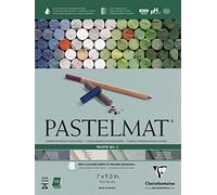 Clairefontaine Pastelmat - Almohadilla encolada - Paleta n.º 5 - (7 x 9 1/2 pulgadas) 18 x 24 cm - 360 g - 12 hojas - verde oscuro, verde claro, blanco, azul oscuro