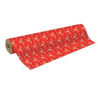 Clairefontaine - Ref 223814C - Rollo de papel kraft reciclado impreso (rollo simple) - 70 cm de ancho x 50 m de largo, 70 g/m² Papel Kraft 100% reciclado - Diseño navideño rojo Fair Isle