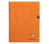 Clairefontaine - Ref 383361C - Cuaderno grapado lateral Mimeys (96 páginas) - Tamaño A4+, cubierta Polypro, papel vitela cepillado de 90 g/m², regla Séyès - cubierta naranja