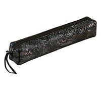 Clairefontaine - Ref 410022C - Estuche delgado de piel de cordero, 4 x 2, 5 x 19, 5 cm, hecho de piel auténtica de cordero, cremallera metálica con tirador de cuero - Negro