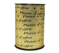 Clairefontaine - Ref 602175C - Rollo de cinta para contador Plaisir d'offrir' (rollo sencillo) - 10 mm de ancho x 225 m de largo - Adecuado para envolver regalos, decoración y manualidades - Oro/Negro (solo texto francés)