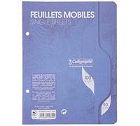 Clairefontaine - Ref 751C - Papel perforado para caligrafía (50 hojas, 170 x 220 mm) de tamaño, tapa para Sobres offset, rayas Séyès, papel de vitela superfino de 90 g/m²