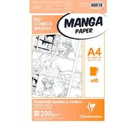 Clairefontaine - Ref 94044C - Papel multitécnica manga (40 hojas) - Tamaño A4 (297 x 210 mm), papel de 200 g/m², blanco y liso, para marcadores, a prueba de sangrado