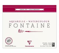 Clairefontaine - Ref 96414C - Fontaine Acuarela prensada en frío (25 hojas) - Papel de 24 x 30 cm, 300 g/m² - Apto para acuarelas