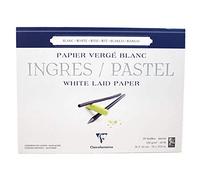 Clairefontaine - Ref 96483C - Bloc de papel encolado en color blanco pastel (25 hojas), 30 x 40 cm, algodón teñido de 130 g/m², encuadernado con pegamento superior, apto para técnicas secas