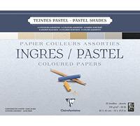 Clairefontaine - Ref 96488C - Ingres - Bloc encolado de color pastel (25 hojas), tamaño 30 x 40 cm, contenido de algodón, sin ácidos, papel de 130 g/m², colores pastel surtidos