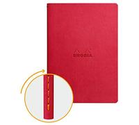Clairefontaine Rhodiarama - Libreta grapada, textil, 64 páginas Dot de lunares marfil A5, 14,8 x 21 cm, 90 g Rojo amapola