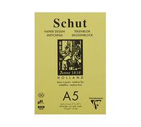 Clairefontaine SCH11805C - Un bloc encolado de papel de dibujo Pequeño grano blanco natural 100 hojas 14,8x21 cm 125g (grano medio fino)