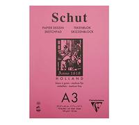Clairefontaine SCH11813C - Un bloc encolado de papel de dibujo Pequeño grano blanco natural 70 hojas 29,7x42 cm 180g (grano medio fino)