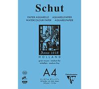 Clairefontaine SCH11854C - Un bloc encolado de papel de dibujo Acuarela Pequeño grano blanco natural 40 hojas 21x29,7 cm 250g (grano medio fino)