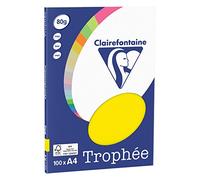 Clairefontaine Trophée - Mini resma de papel, Amarillo Fluo, 100 hojas, A4, 21 x 29.7 cm