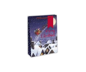 Clairefontaine X-29160-2Cpack - Lote de 12 bolsas de regalo Excellia, formato ancho, 26,5 x 14 x 33 cm, 210 g, diseño de Papá Noel, trineo, Navidad, Merry Christmas - Ideal para: Juegos de mesa,