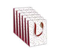 Clairefontaine X-29508-3Cpack - Juego de 6 bolsas de regalo Excellia - Tamaño mediano - 21,5 x 10,2 x 25,3 cm - 210 g - Patrón: estrellas rojas sobre fondo blanco - Ideal para: libro, juego, pequeños