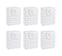 Clairefontaine X-29523-2Cpack - Juego de 6 bolsas de regalo Excellia, formato ancho, 26,5 x 14 x 33 cm, 210 g, diseño de abetos azules, fondo blanco, ideal para: juegos de mesa, rompecabezas, regalos