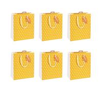 Clairefontaine X-30873-3Cpack - Juego de 6 bolsas de regalo Excellia - Tamaño mediano - 21,5 x 10,2 x 25,3 cm - 210 g - Patrón: estrellas blancas y fondo amarillo - Ideal para: libro, juego, pequeños
