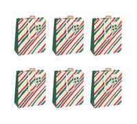Clairefontaine X-30882-3Cpack - Juego de 6 bolsas de regalo Excellia - Tamaño mediano - 21,5 x 10,2 x 25,3 cm - 210 g - Patrón: rayas rojas y verdes. Embalaje de regalo, ideal para: libro, juego,