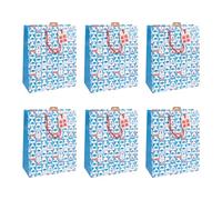 Clairefontaine X-30915-2Cpack - Juego de 6 bolsas de regalo Excellia - Tamaño ancho - 26,5 x 14 x 33 cm - 210 g - Diseño de pingüinos azules, papel de Navidad infantil - Ideal para: Juegos de mesa,