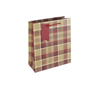 Clairefontaine X-31319-3C - Una bolsa de regalo Excellia - Tamaño mediano - 21,5x10,2x25,3cm - 210g - Patrón: rojo y verde, escocés, Navidad inglesa - Envoltura de regalo