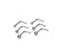 Claire's Nose Rings - 6Pc Hypoallergenic Titanium Studs with Sparkling Gems - Compatible with Claire's - Black, Gold, Silver