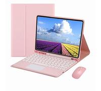 CLALOC Funda Teclado para Samsung Galaxy Tab S8/S8 Plus/S7 FE/S7plus/S8 Ultra Teclado Táctil Desmontable con S Pen Funda Soporte para 12.4 14.6 10.4 10.5 con Ratón Bluetooth,Rosado,S6lite