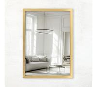 CLAMARO Espejo de pared 'Vision' 70 x 70 cm, hecho a medida, dorado, moderno espejo cuadrado con marco de madera de densidad media, incluye colgador de metal y material de montaje (orientación