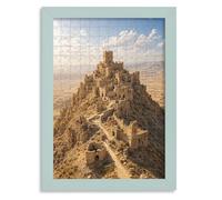 CLAMARO Marco Puzzled para Puzzles de 49,3x69,3 cm, Azul Grisáceo | Lámina de Vidrio Acrílico, Panel Trasero HDF, Colgador Dentado de Metal, Vertical y Horizontal, Moldura 30 mm