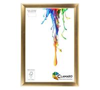 CLAMARO "Neo Collage" Marco de fotos 75x98 hecho a mano a medida | Oro | Marco de madera de MDF con diseño de madera, incluye cristal acrílico y colgador de metal (formato horizontal y vertical)