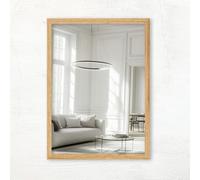 CLAMARO "VISION" Espejo de pared 50x95 cm hecho a medida | Roble Catania | Espejo moderno cuadrado con marco de madera MDF, incluye colgador de metal y material de montaje (formato horizontal y