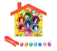 Clamp Bee Hive Game - Montesori Educational Toys, Color Sorting Puzzle, Early Learning Present for Children, Kids Activity Toys, Parent-Child Interaction Game, Wooden Bee Puzzle Development