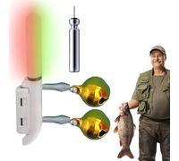 Clamp On Fishing Pole Light - Rechargeable Waterproof Fishing Rod Tip Light | Night Fìshing Indicator with Fish Finder Lamp | For Surf Rod Sea Hand Rods Raft Rods Casting, Includes 2 Fîshing Bells
