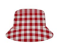 Clan Lennox Vestido Tartán Rojo y Blanco Cuadros Sombreros de Cubo Gorra para el Sol Sombrero de Pescador de Moda al Aire Libre Plegable para Mujeres y Hombres