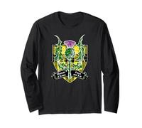 Clan MacLeod de Lewis Thistle Lema Tartan Crest Manga Larga