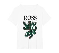 Clan Ross Tartan Nombre de Familia escocés Orgullo de Camiseta, Mujer Tallas Grandes, Blanco, 2XL Grande