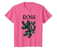 Clan Ross Tartan Nombre de Familia escocés Orgullo de Camiseta, Niños, Rosa Jaspeado, 2 años