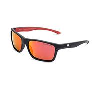 CLANDESTINE - Gafas de Sol Unisex - Colección Deportiva - Modelo Square - Color Negro Mate y Rojo - Cristales de Nylon de Color Rojo con Filtro HD - Protección UV 400-146x45mm