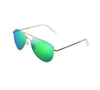 CLANDESTINE - Gafas de Sol Unisex - Colección Pilot - Modelo A10 - Montura de Acero Inox. Color Dorado - Lentes de Nylon Polarizadas Color Verde con Filtro HD Espejo - Protección UV 400-144x51mm
