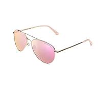 CLANDESTINE - Gafas de Sol Unisex - Colección Pilot - Modelo A10 - Montura de Acero Inoxidable Color Dorado - Lentes de Nylon en Color Rosa con Filtro HD - Protección UV 400-144x51mm