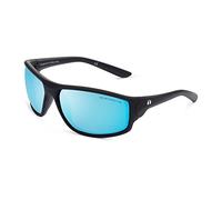 CLANDESTINE - Gafas de Sol Unisex - Modelo Curve - Color Negro y Azul - Cristales de Nylon de Color Azul Espejo con Filtro HD - Protección UV 400-150 x 49 mm