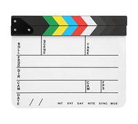 Clapboard de Cine de acrílico de 30 x 25 cm, Clapboard Profesional para directores, Pizarra de acción escribible con imán Incorporado para producción de Video y fotografía (Pizarra Blanca Rayada