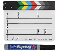 Clapperboard de Acrílico - Clapperboard de Escena de Director Clapperboard TV Movie Action Board Film Cut Prop Dry Erase Pen(Pizarra color PAV1CWE4)