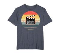 Clapperboard Heartbeat Funny Filmmaker Film Vintage Regalo Camiseta, Hombre Tallas Grandes, Azul Jaspeado, 2X Alto