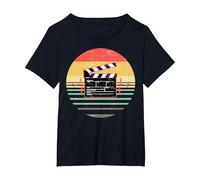 Clapperboard Heartbeat Funny Filmmaker Film Vintage Regalo Camiseta, Mujer Tallas Grandes, Negro, 5XL Grande