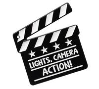 Clapperboard Pin, Movie Theme Brooch, Metal Travel Badge, Clothing Bag
