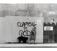 Clapton Is God - Fotografía de 11 x 14 pulgadas, famoso graffiti de Eric Clapton de 1965, Londres, héroe de guitarra británico, anciana y perro, foto rara, póster artístico impreso