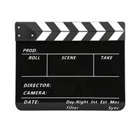 Claqueta Acrílica 30x25cm, Tablero Rayas Blancas, Ligera y Resistente - Sonido Nítido y Profesional, Ideal para Fotografía y Producción Cinematográfica (Pizarra rayada blanca (PAV1BBE))